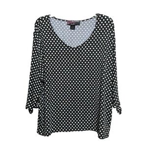Peck & Peck Black and White Polka Dot Women's Top L